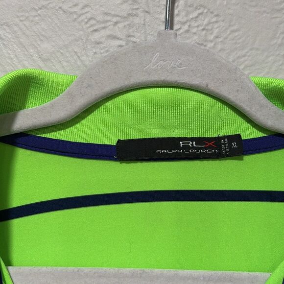 Ralph Lauren RLX Lime and Navy Stripe Seminole Golf Club Polo Shirt Size XL - Picture 2 of 6